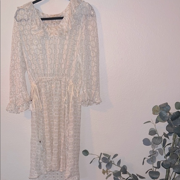 Tory Burch Dresses & Skirts - Tory Burch Ivory metallic gold Jasmine long sleeve dress